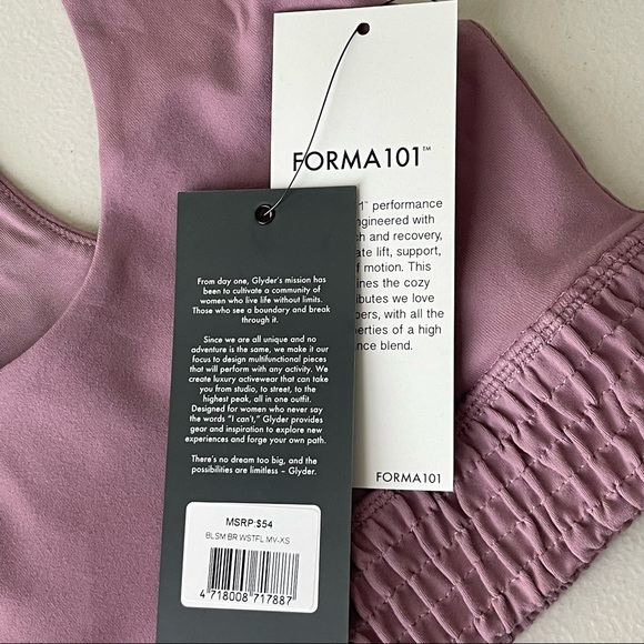 GLYDER NWT WISTFUL MAUVE BLOSSOM SPORTS BRA EXTRA SMALL - Picture 7 of 9